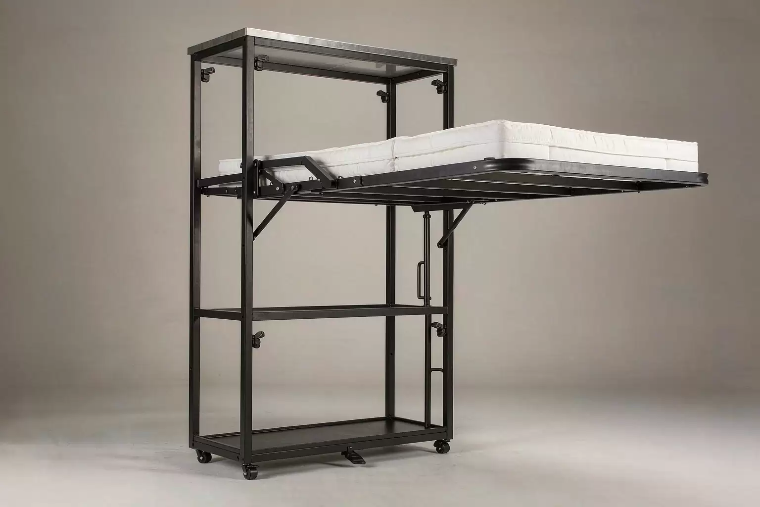 Foldable Wall Bed with Storage Cabinet & Tri-fold Mattress | MFAB-2