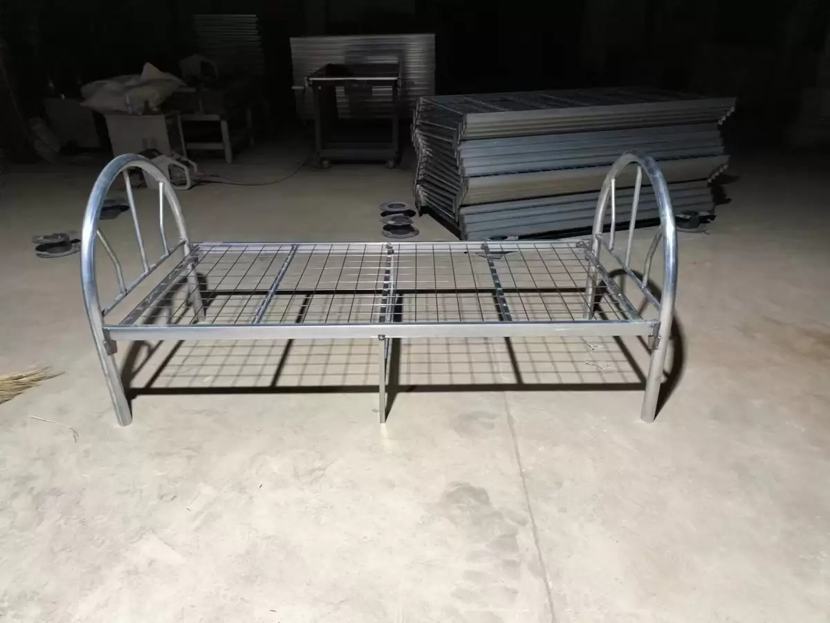 Single metal bed and PVC bed board for dormitory