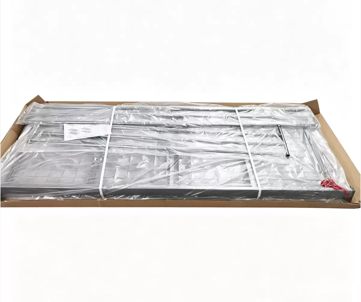 KD flat-packed steel bunk bed components in carton for German refugee project