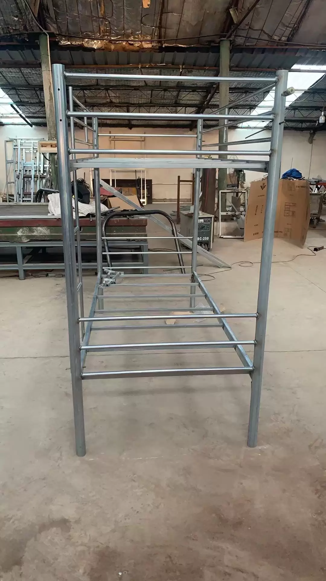 Pre-production sample double bunk bed approved for Guinea project Pre-production sample double bunk bed approved for Guinea project