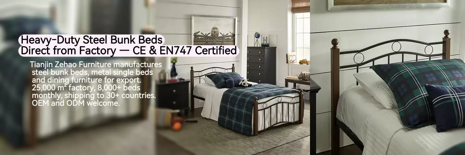 Heavy‑Duty Steel Bunk Beds Direct from Factory — CE & EN747 Certified