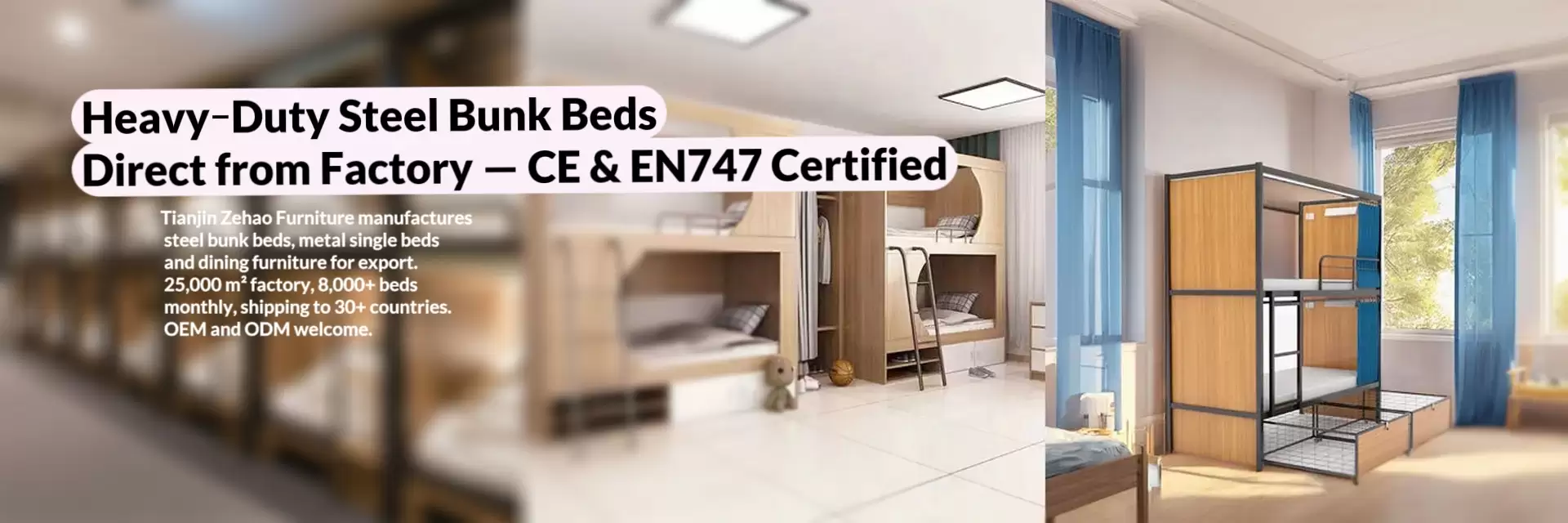 Heavy‑Duty Steel Bunk Beds Direct from Factory — CE & EN747 Certified
