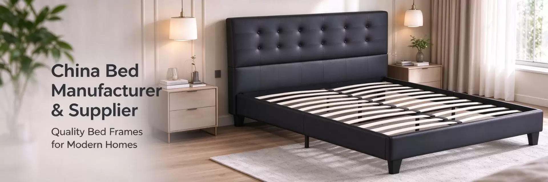 Tufted Upholstered Metal Bed Frame - Wholesale Bed Supplier China