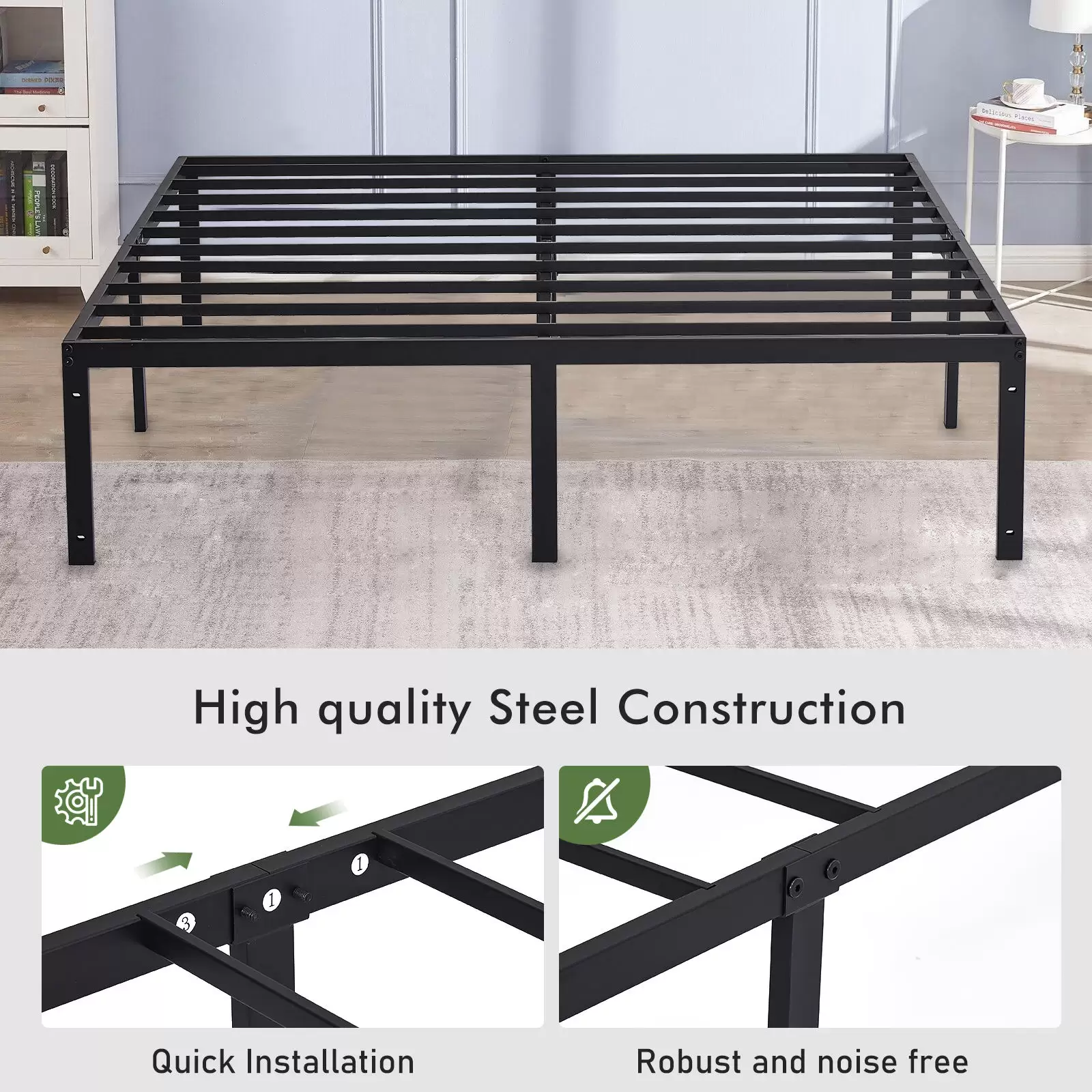 Simple Platform Metal Bed Frame No Headboard Footboard | MSB‑22‑2