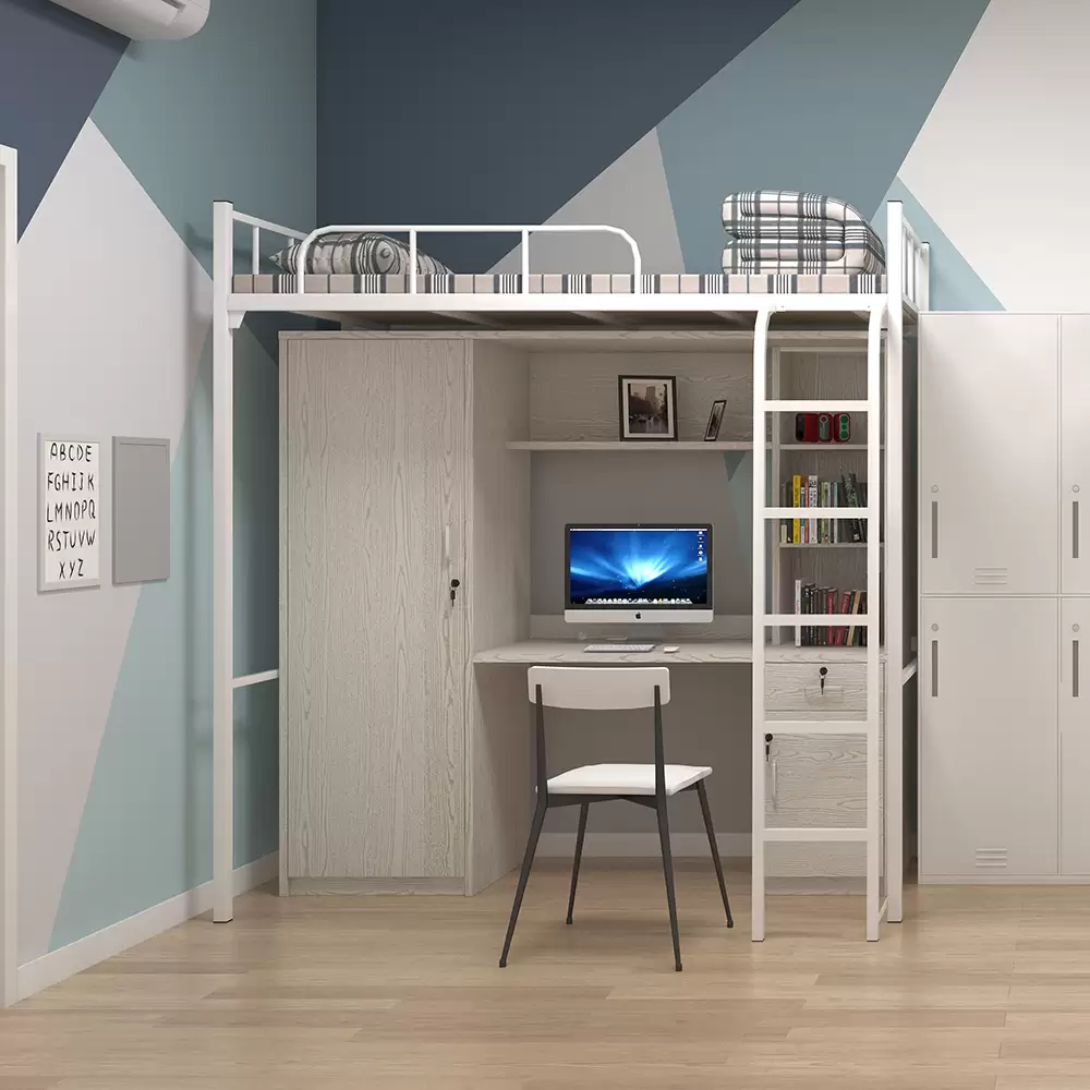 Loft Bed With Desk Wardrobe & Storage Cabinet | MBB‑09