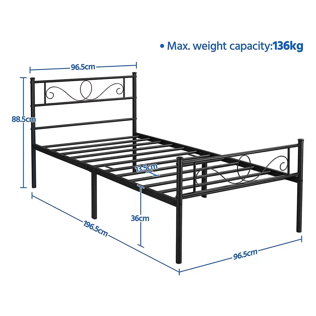 Heavy‑Duty Metal Single Bed Frame | MSB‑22‑4