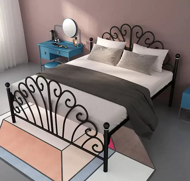 Scroll‑Pattern Metal Single Bed Frame | MSB‑22‑5
