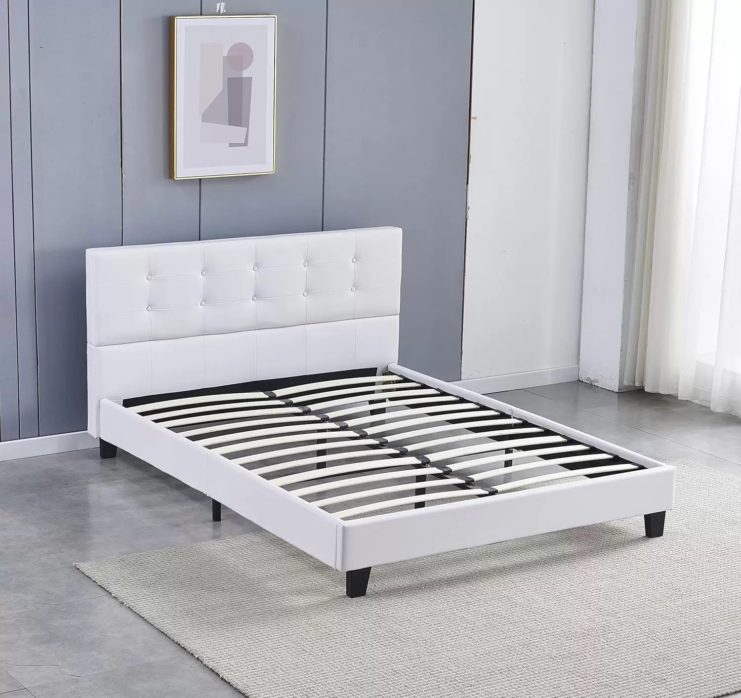 Square‑Tufted Upholstered Single Bed | MSB‑612‑4