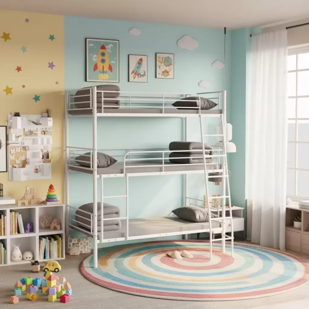 Heavy‑Duty Triple Metal Bunk Bed With Ladder | MBB‑29