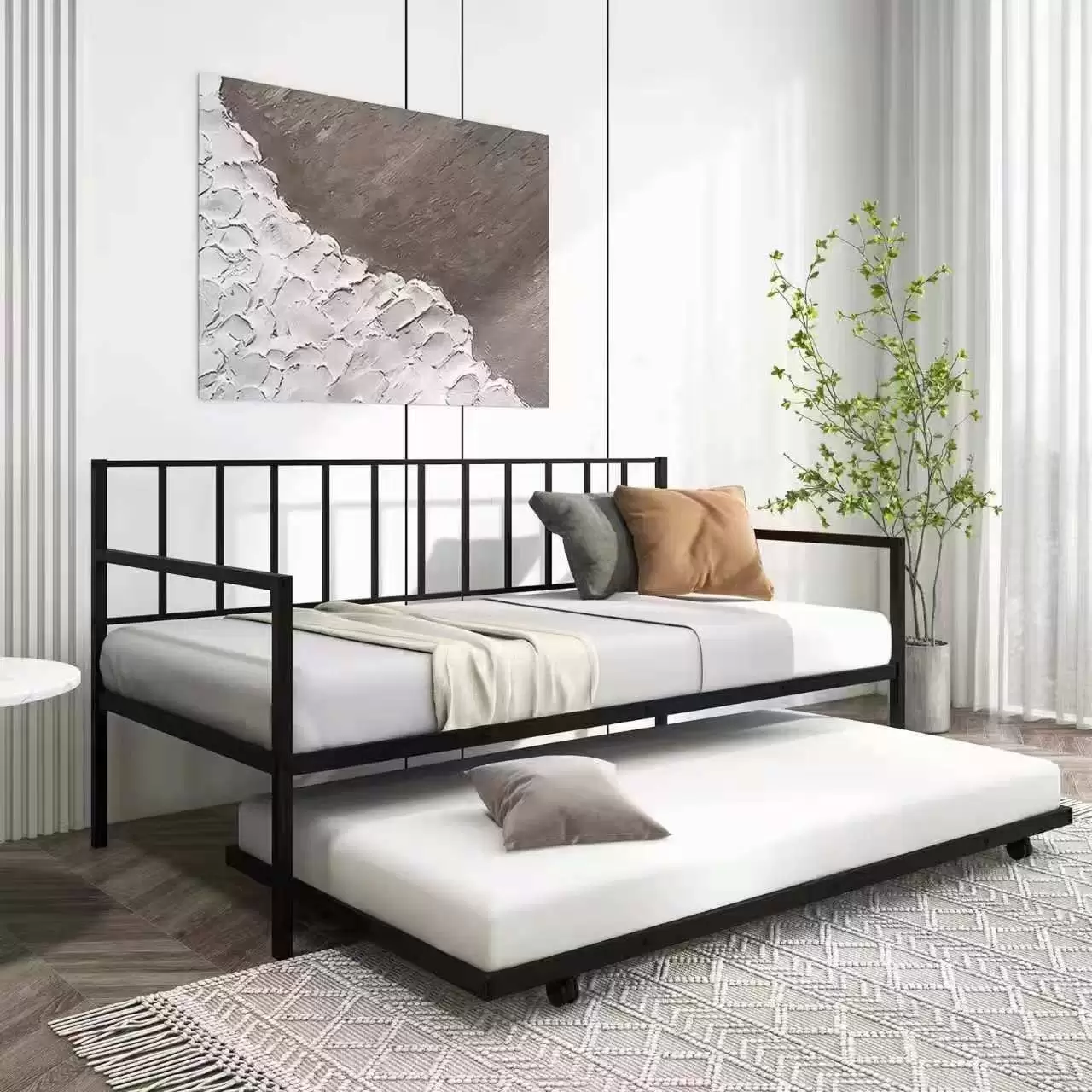 Metal Day Bed With Pull‑Out Trundle | NSB‑17