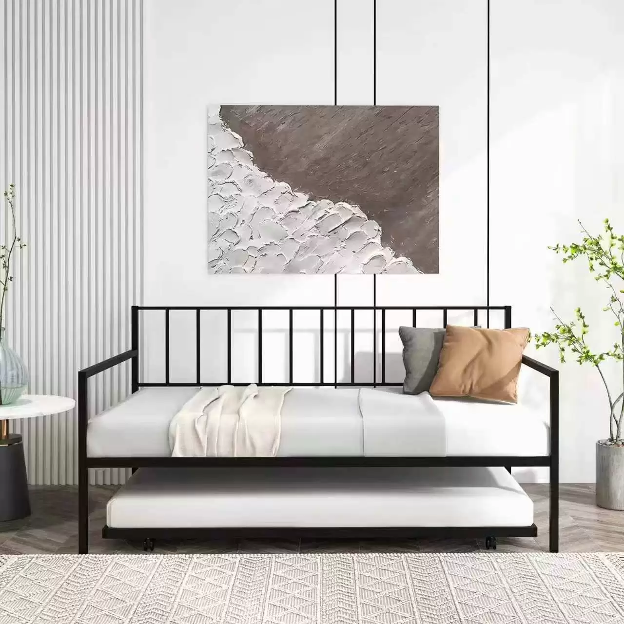 Metal Day Bed With Pull‑Out Trundle | NSB‑17