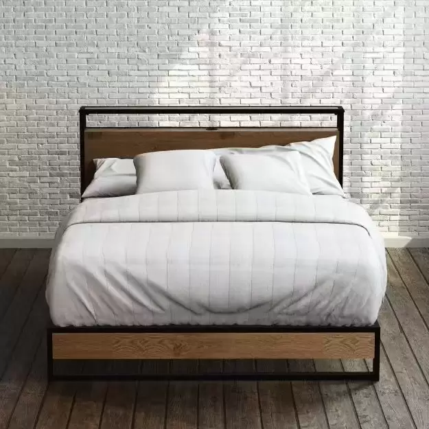 Low‑Profile Metal‑Wood Queen Platform Bed | MZ‑3