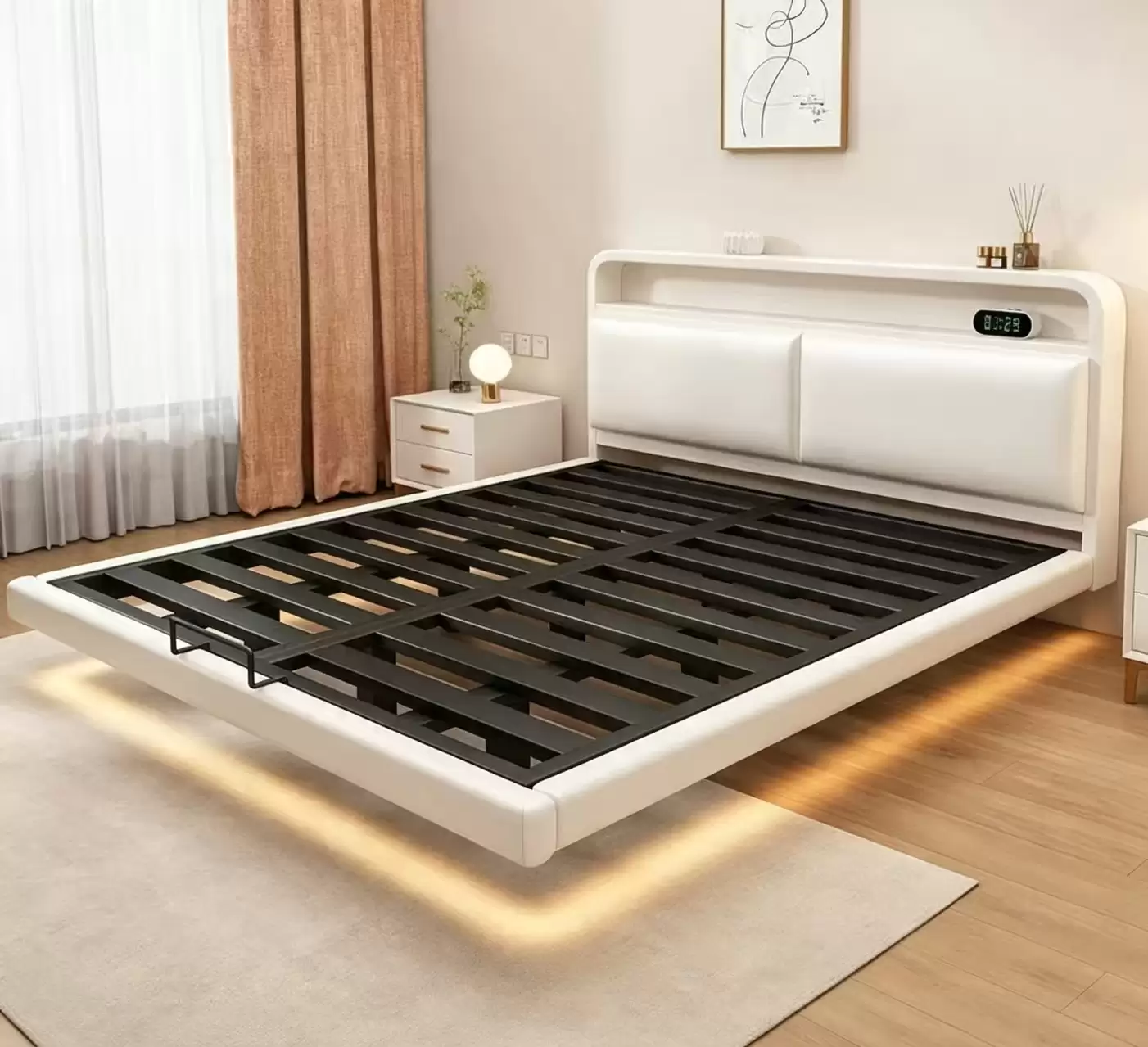 Storage Headboard Metal Floating Bed Frame | SHSB‑1