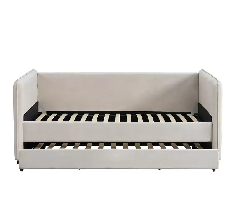 Upholstered Daybed With Pull-Out Trundle And Armrest Pockets | HM-LB-2599