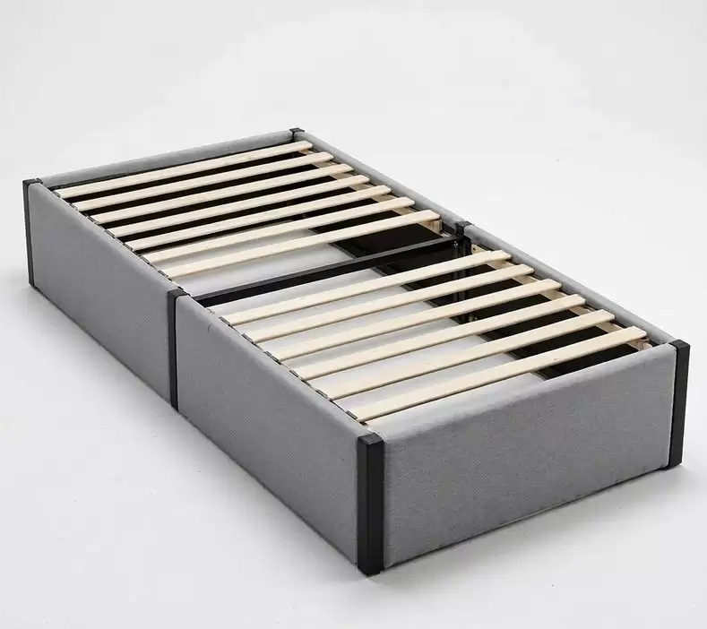 Low Platform Upholstered Bed Base With Metal Corner Guards | HM-LB-2607