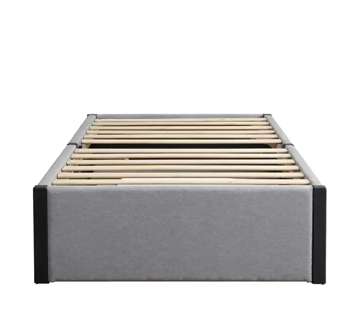 Low Platform Upholstered Bed Base With Metal Corner Guards | HM-LB-2607